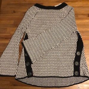 Loft Sweater: side buttons and bell sleeves